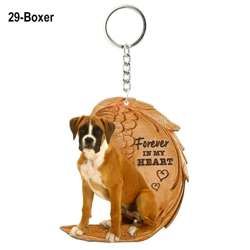 1 Piece 23 Style Dog Forever In My Heart Angel Pendant Bag Key Chains Car Keychain Keyring Pet Jewelry Gift For Women Girls
