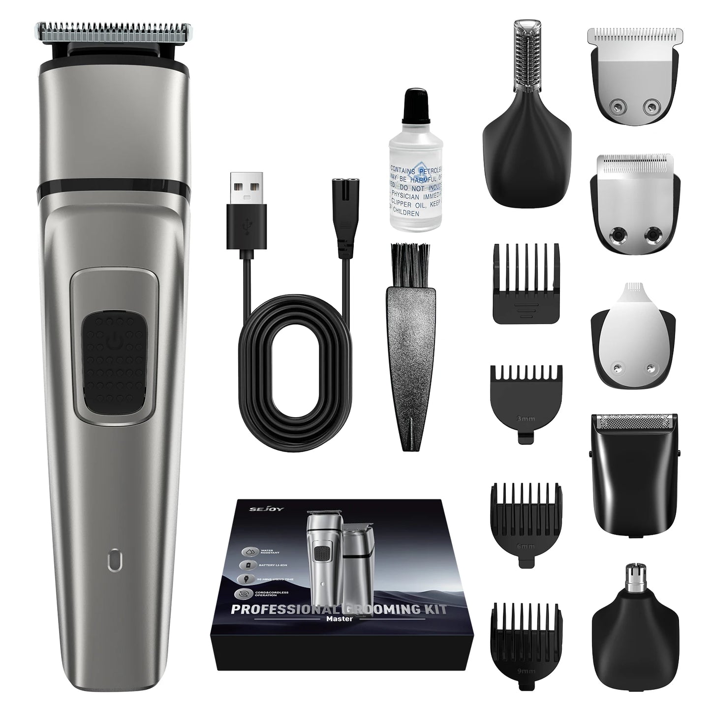 Sejoy MASTER Men's Grooming Kit 5 In 1 Multifunctional Electric Hair Clippers Rechargeable Razor Men Beard Nose Trimmer