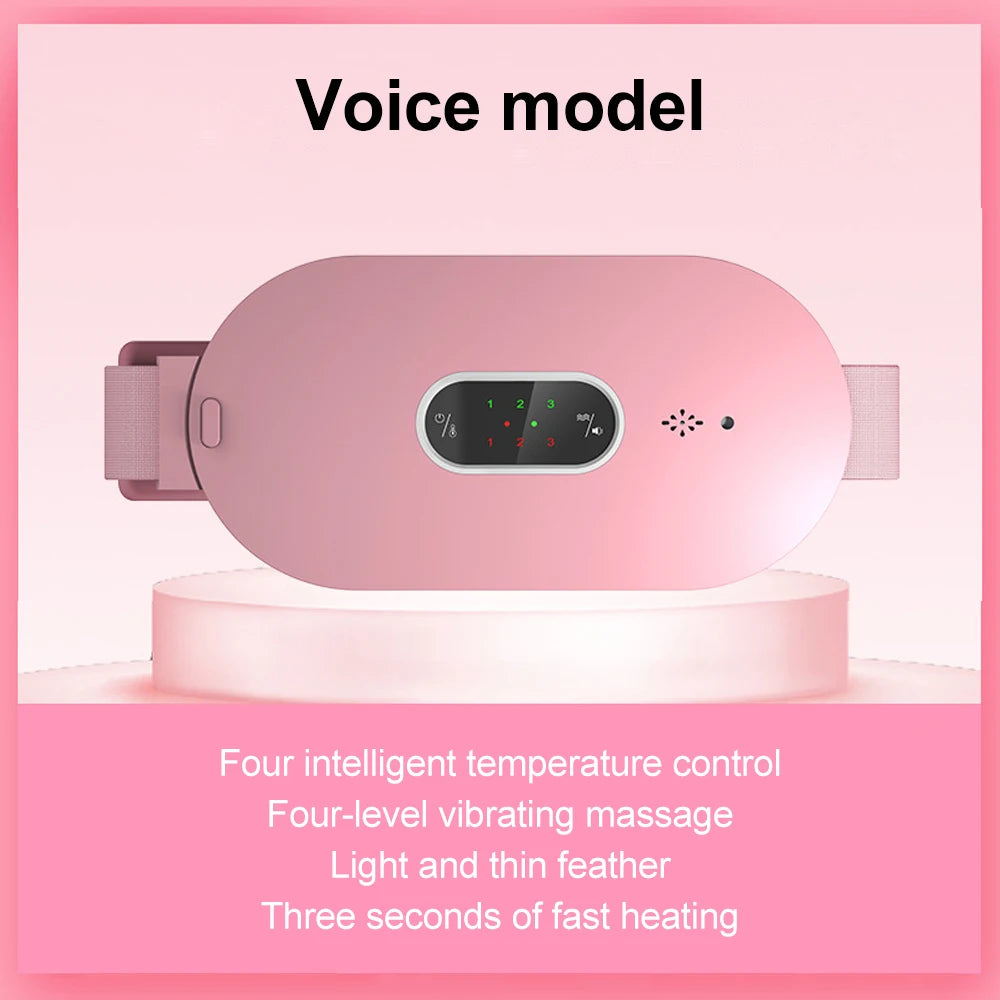 Electric Period Massager Cramp Warm Palace Belt for Menstrual Colic Relief Pain Waist Stomach Abdominal Vibrating Heating Belt