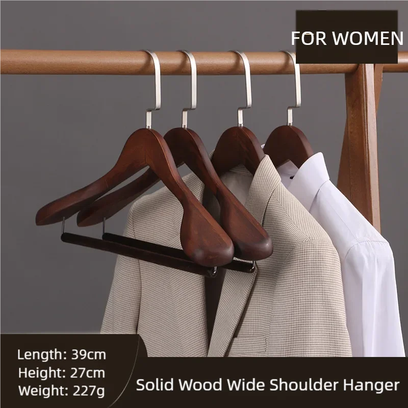 Luxuriöse Kleiderbügel aus Holz für Anzüge, Mäntel, Jacken, Oberbekleidung und Hemden mit breiten Schultern, 360° drehbaren Haken und rutschfester Stange