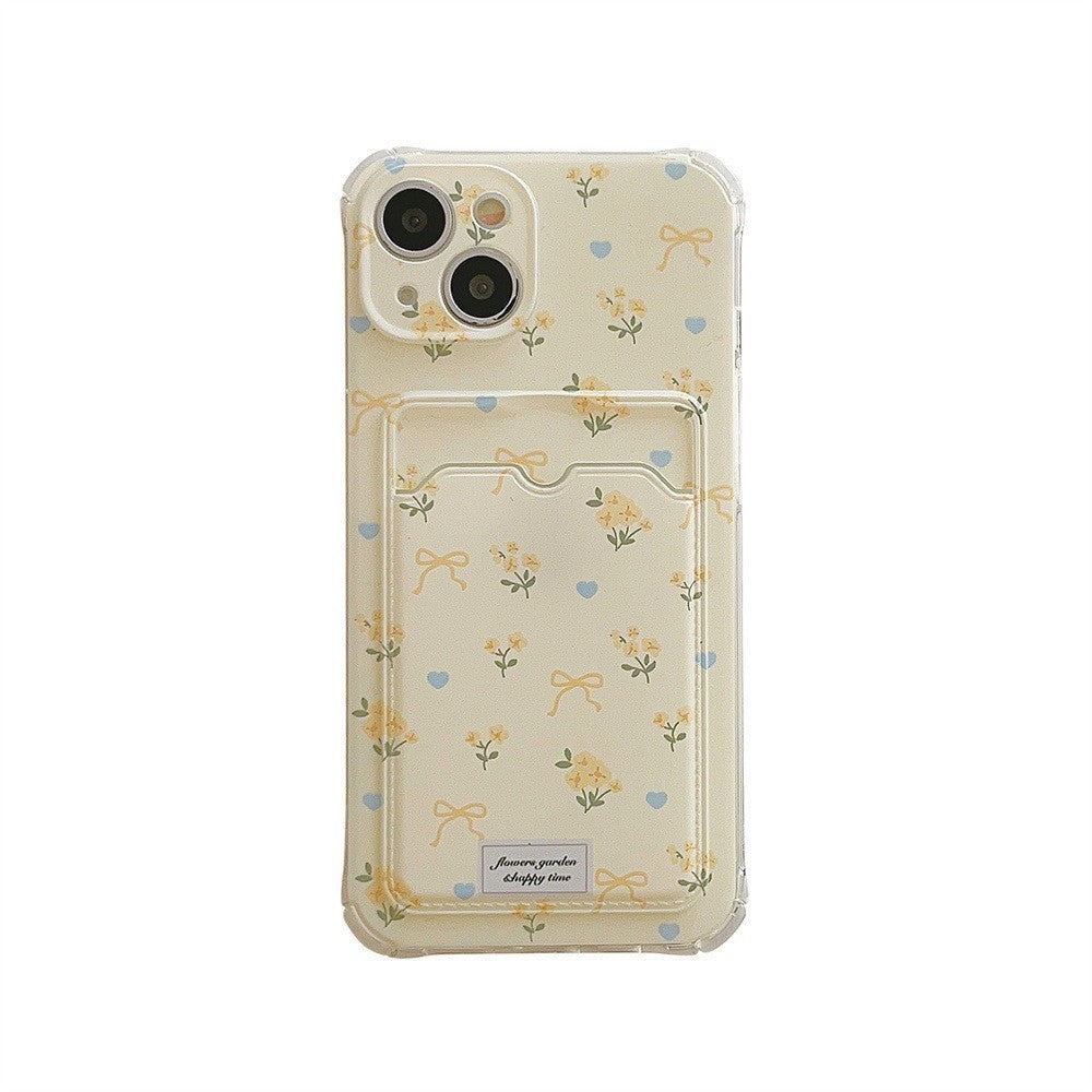 Small Broken Flower Phone Case Can Be Inserted Card