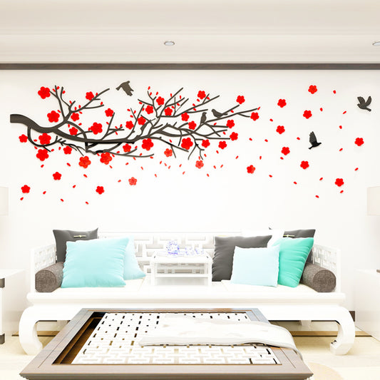 3D Acrylic Wall Art Decal - Elegant Floral Branch Design for Living Room & Bedroom Decor