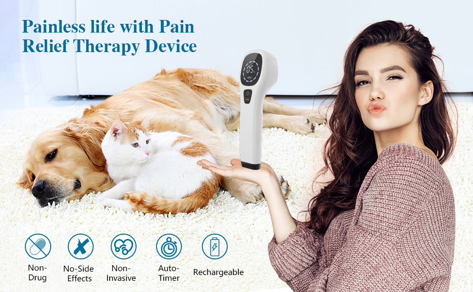 Cold Laser Therapy Device 4x808nm Infrared Light Therapy Pain Relief Device for Joint&Muscle&Back Reliever with Free Goggles