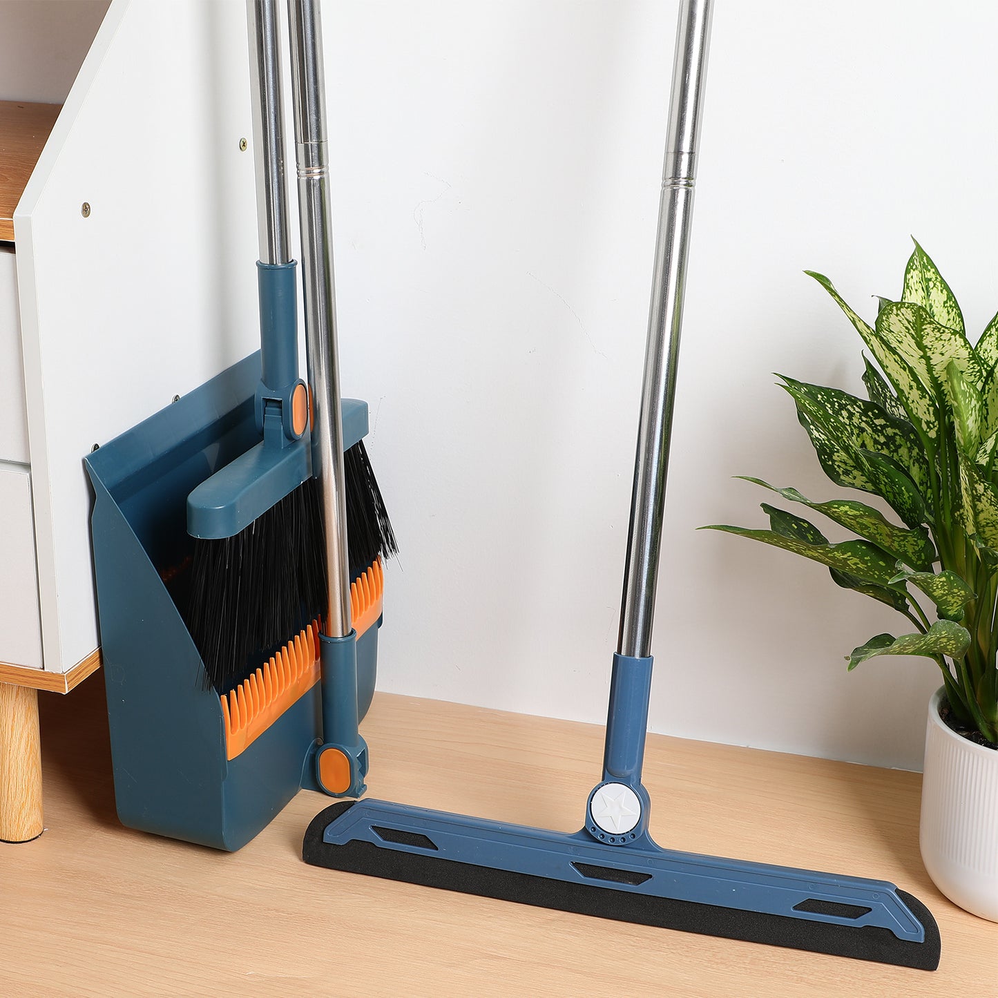 Dustpan Folding Broom Set With Hand Held Brooms For Sweeping Indoor Handheld 9500X2500X2000CM House Collapsible Blue Child