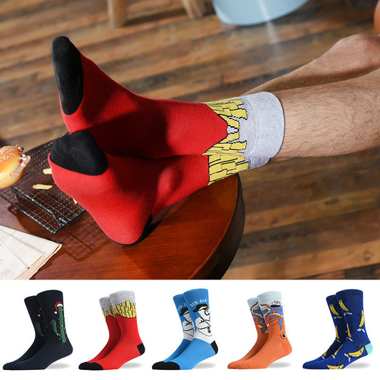 Fashion Creative Hamburger Pizza Alien Men Socks Cute Series