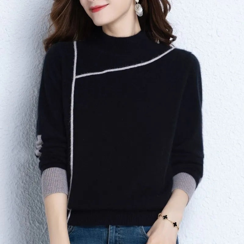 Women's Solid-Color Turtleneck Pullover Long-Sleeve Sweater