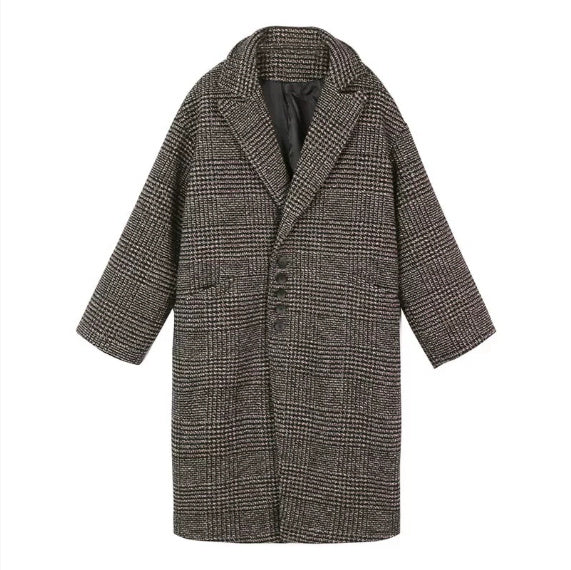 Medium Length Serrated Twill Overcoat Women's Clothes