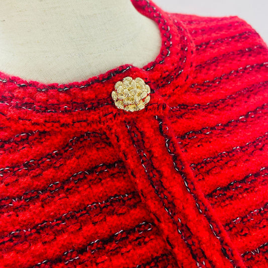 Houndstooth Red Women's Waist-cinching Long Dress