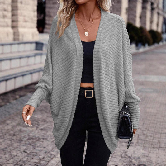 Solid Color And V-neck Loose Knitted Sweater