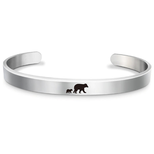 Stainless Steel Mama Bear Bracelet Mother's Day Gift