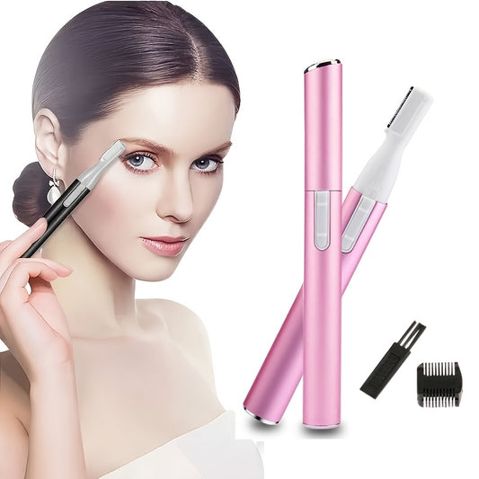 1pc CIICII Electric Facial Hair Trimmer, Personal Pen Detailer with Rinseable Blades, Cleaning Brush & Trimming Comb for Eyebrows, Neckline, Nose, Ears - Plastic, Dry Battery Powered (Batteries Not Included), Personal Care Ac