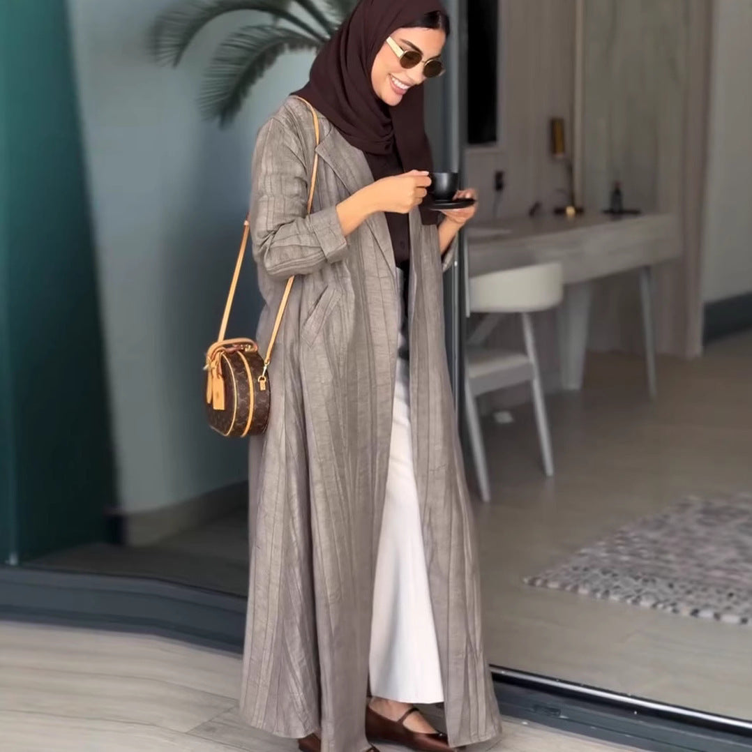 Simple Graceful Mid-length Cardigan Trench Coat