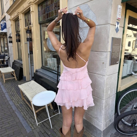 Sexy Backless Halter Asymmetric Wave Bodycon Dress For Women