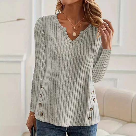 Simple Solid Color Casual Knitted Button Sweater