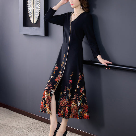 Women's Ninth Sleeve Mid-length Fashion Style Dress