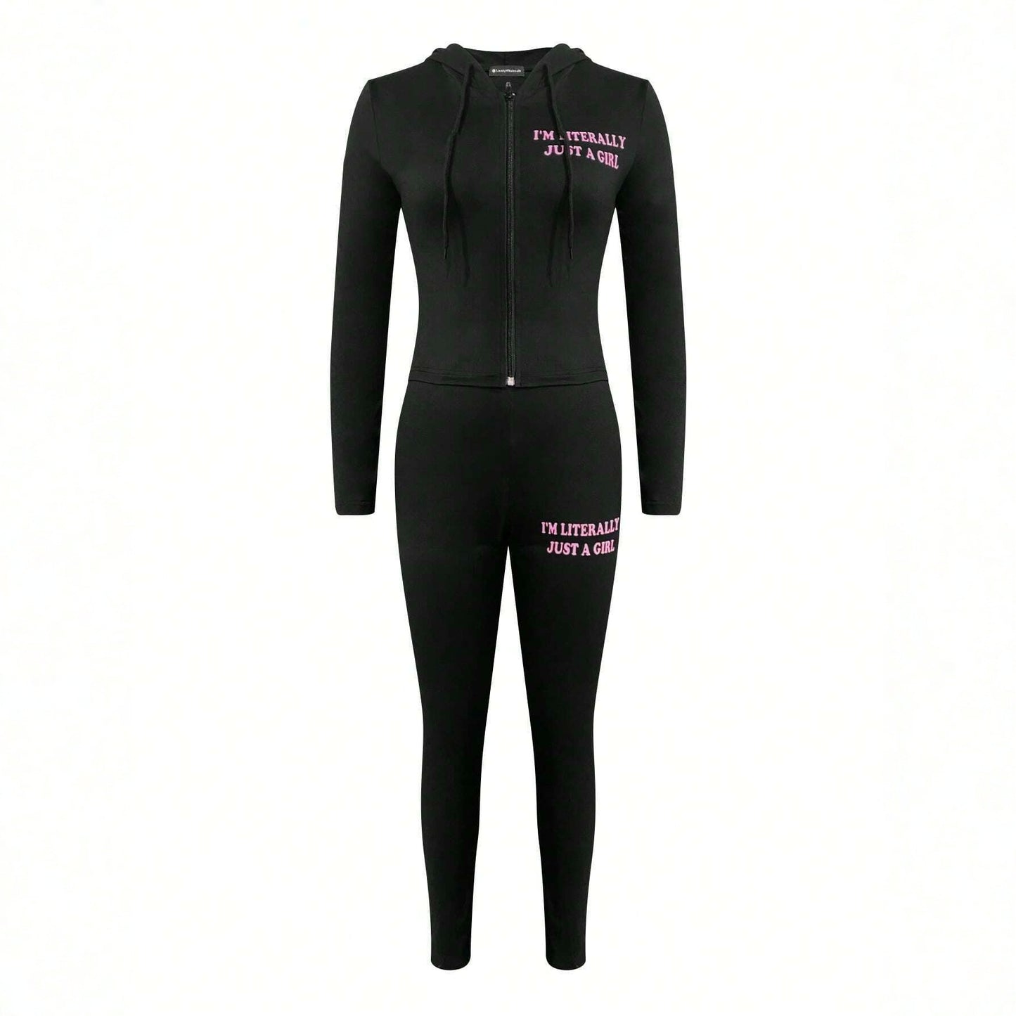 Women's Sporty Letter-Print Long-Sleeve Pants Set