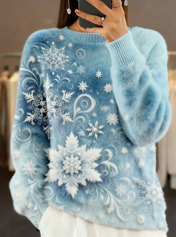 Digital-printed Christmas-patterned Women's Flannel Hoodie