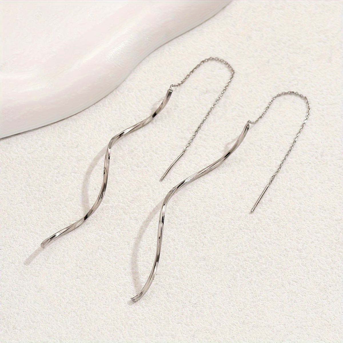 1 Pair of Temperament Simple Wave Adjustable Tassel Ear Wire Earrings