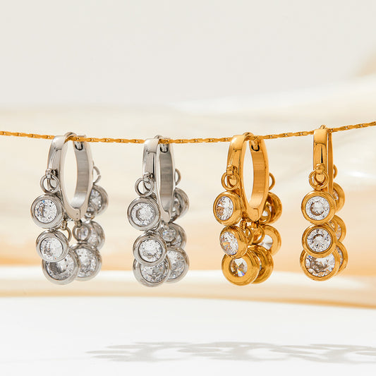 New Zircon Geometric Delicate Earrings Women