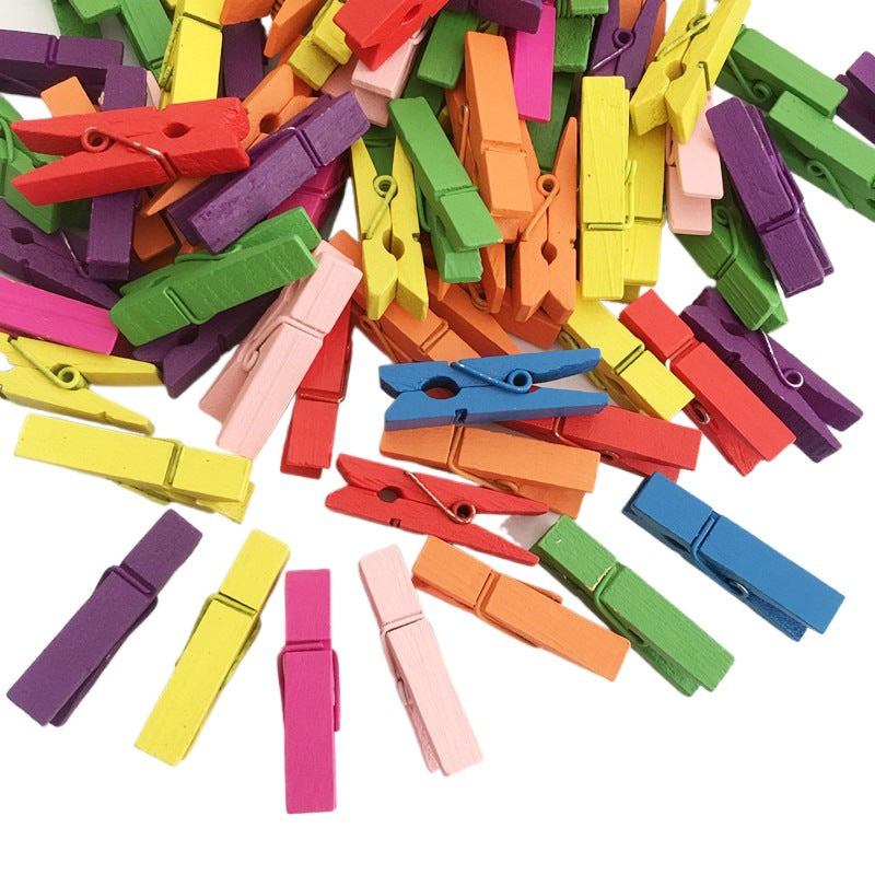 50pcs Vibrant Wooden Photo Clips for Creative DIY Decorative Storage, Handcrafting, and Displaying Cherished Memories