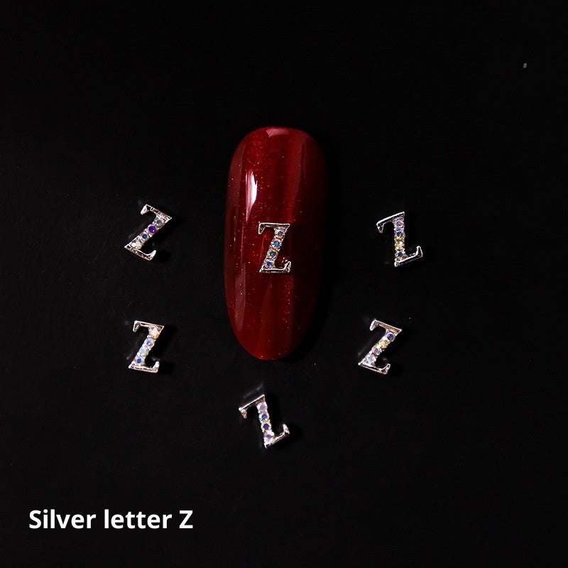 26 Letter Alloy Nail Ornament Nail Crystal
