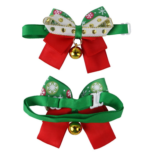 Dog Bell Christmas Collar Dress Up Bow
