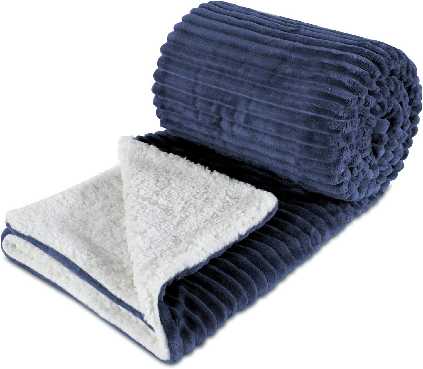 Thick Baby Blanket, Fuzzy Sherpa Fleece Blanket Soft Reversible Warm Receiving Blankets For Toddler, Infant, Boys And Girls Gift Reversible Cozy Blanket For Crib, Stroller, Nap, Outdoor (Navy, 30"x40")