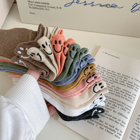 Women's Smiley Ankle Socks Thin Embroidery Ins Short Fashion Tight Socks