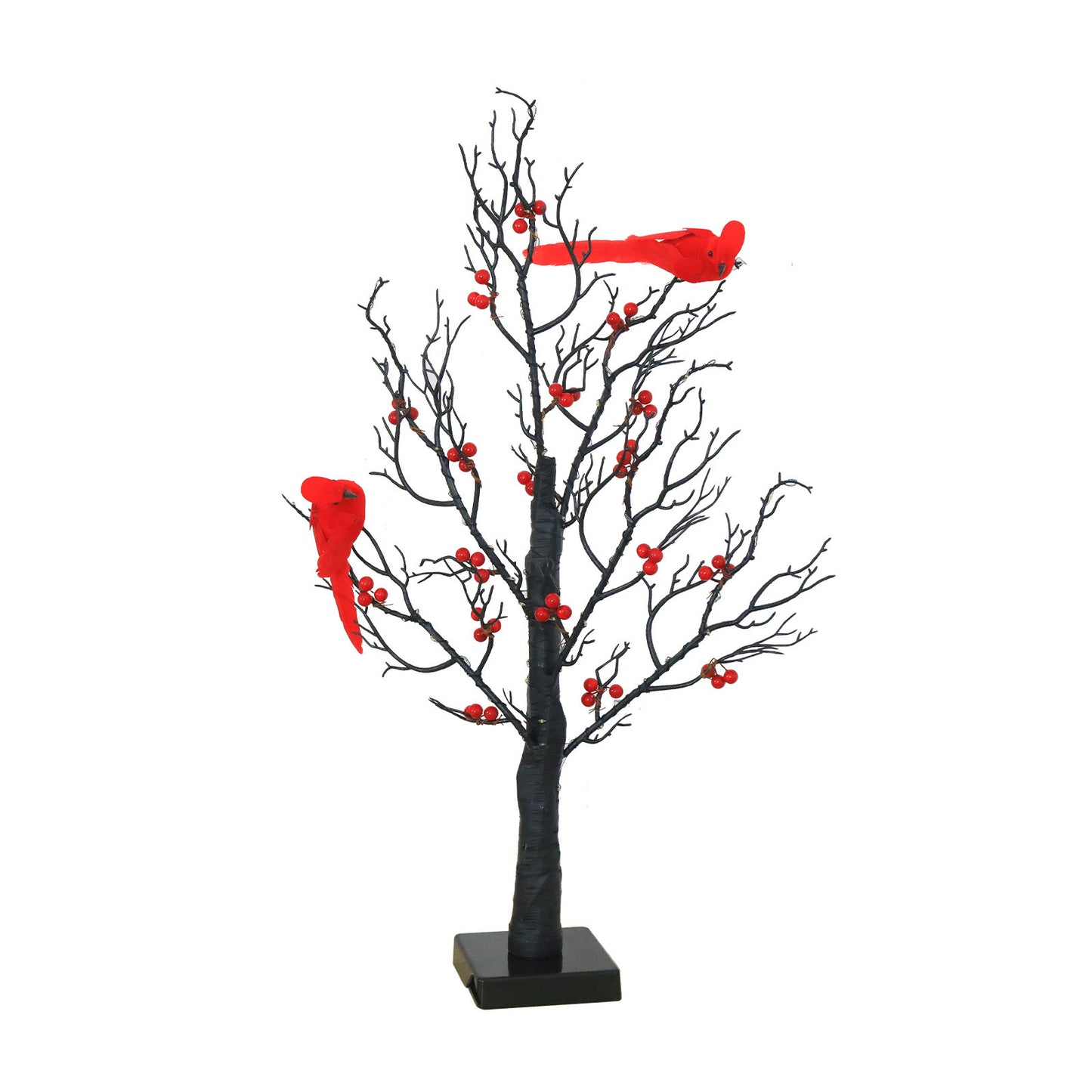 Red Cardinal Bird LED Tree Lamp - Decorative Holiday Night Light with Warm Glow