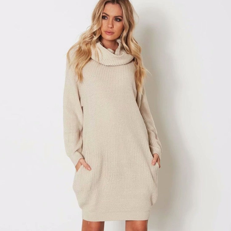 Reverskragen, lockerer Schnitt, schlankmachende Passform und farblich abgestimmte Taschen, mittellanger Pullover