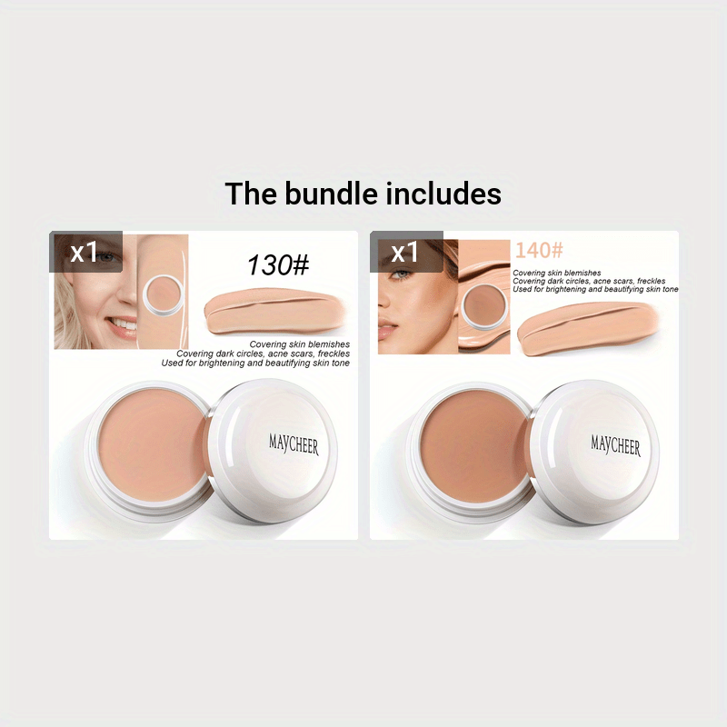 2-Tone High Coverage Concealer - Waterproof Long Wear Foundation for Dark Circles, Acne & Blemishes with Plant Squalane