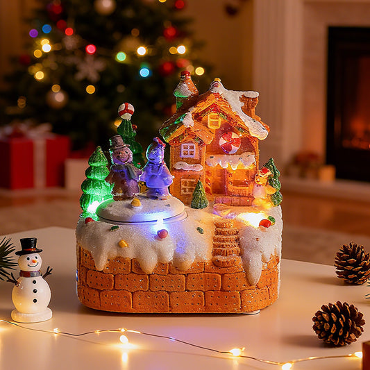 Rotating Gingerbread Man Music Box - Premium Christmas Desktop Ornament | Holiday Decor Gift