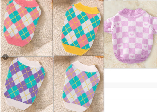 Dog Striped Knitted Sweater Cardigan Clothing