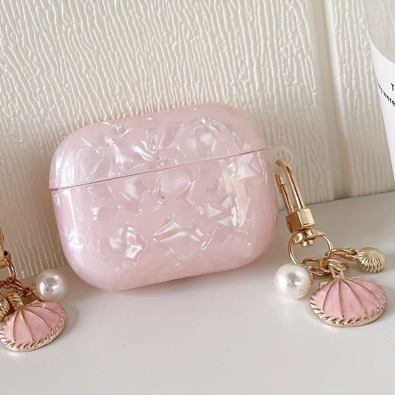 Pink Shell Pattern Case - Plus Shell Pendant, Durable Protective Case for AirPods Pro 2nd Gen, AirPod 1/2, AirPod 3