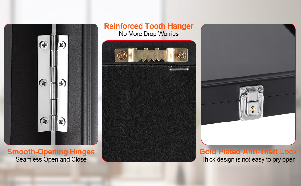 VEVOR Jersey Display / Sports Card Display Frame Case, Large Lockable Sport Shadow Box, 98% UV Protection PC Glass and Hangers