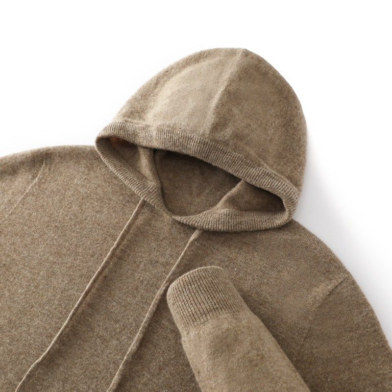 Men's Hooded Solid Color Skin-friendly Knitted Warm Hoodie Bottoming Shirt