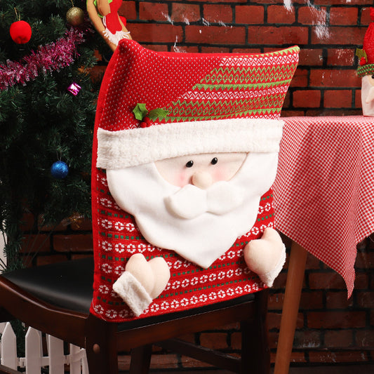 Christmas Table Decoration Chair Covers, Santa Claus Chair Back Covers, Christmas Scenes