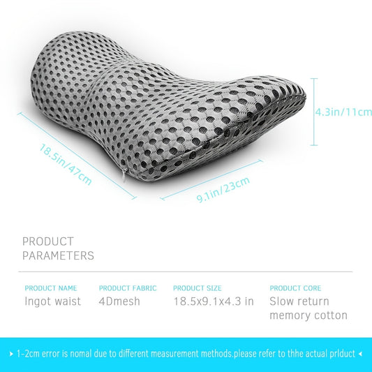 Premium Memory Foam Lumbar Support Pillow - Ergonomic Back Pain Relief for Office Chair, Car Seat & Home - Orthopedic Lower Back Cushion