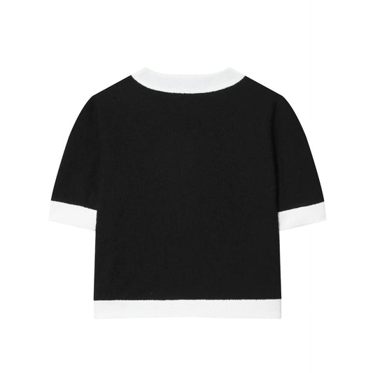 Contrast Color Beaded Leather Round Neck Top Stretch High-waisted Trousers Suit