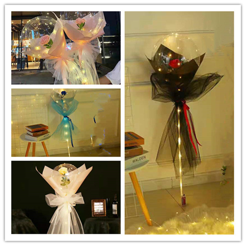 Glowing Ball For Girlfriends With A Rose In A Balloon