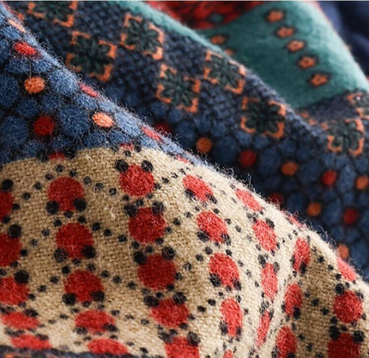 Short Coat Ethnic Style Printed Long-sleeved Mid-length Women's Coat