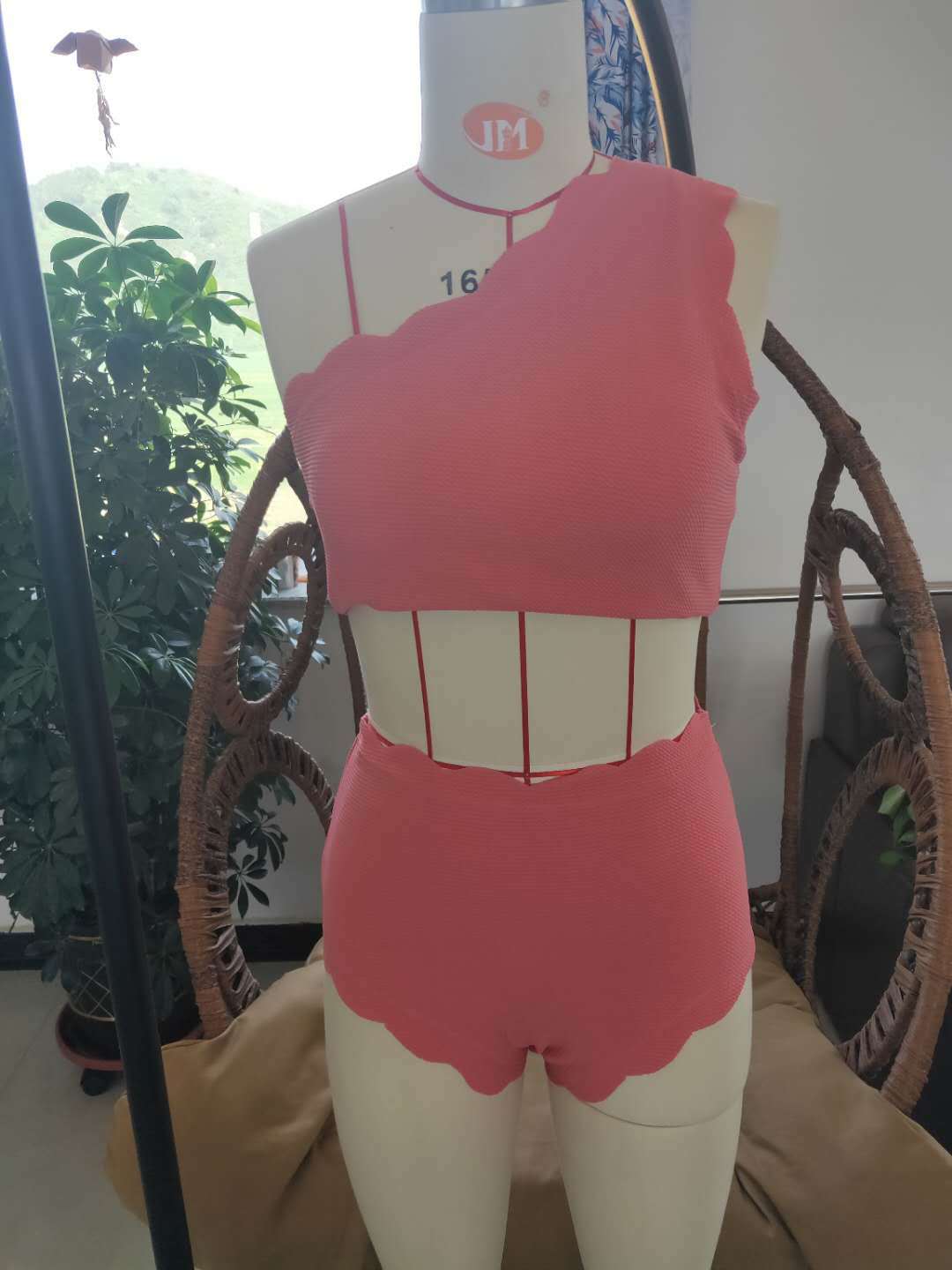 European And American-style Petal-patterned Sexy Off-shoulder High-waist Bikini