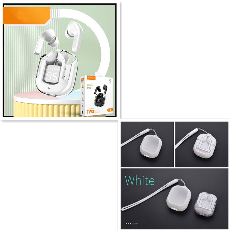 Premium Mini Transparent Wireless Earbuds - Bluetooth 5.3 ENC Noise Cancelling Headphones with Digital Display