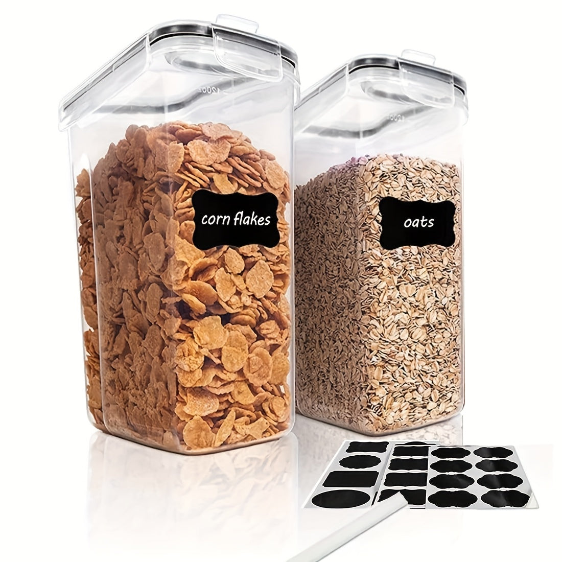 THELIFE Airtight Food Storage Containers Set - 4 Pack BPA-Free Cereal Dispenser with Labels (2.5L/88oz)