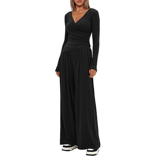Cross-border Amazon Hot Loose Wide-leg Pants Casual And Comfortable Suit