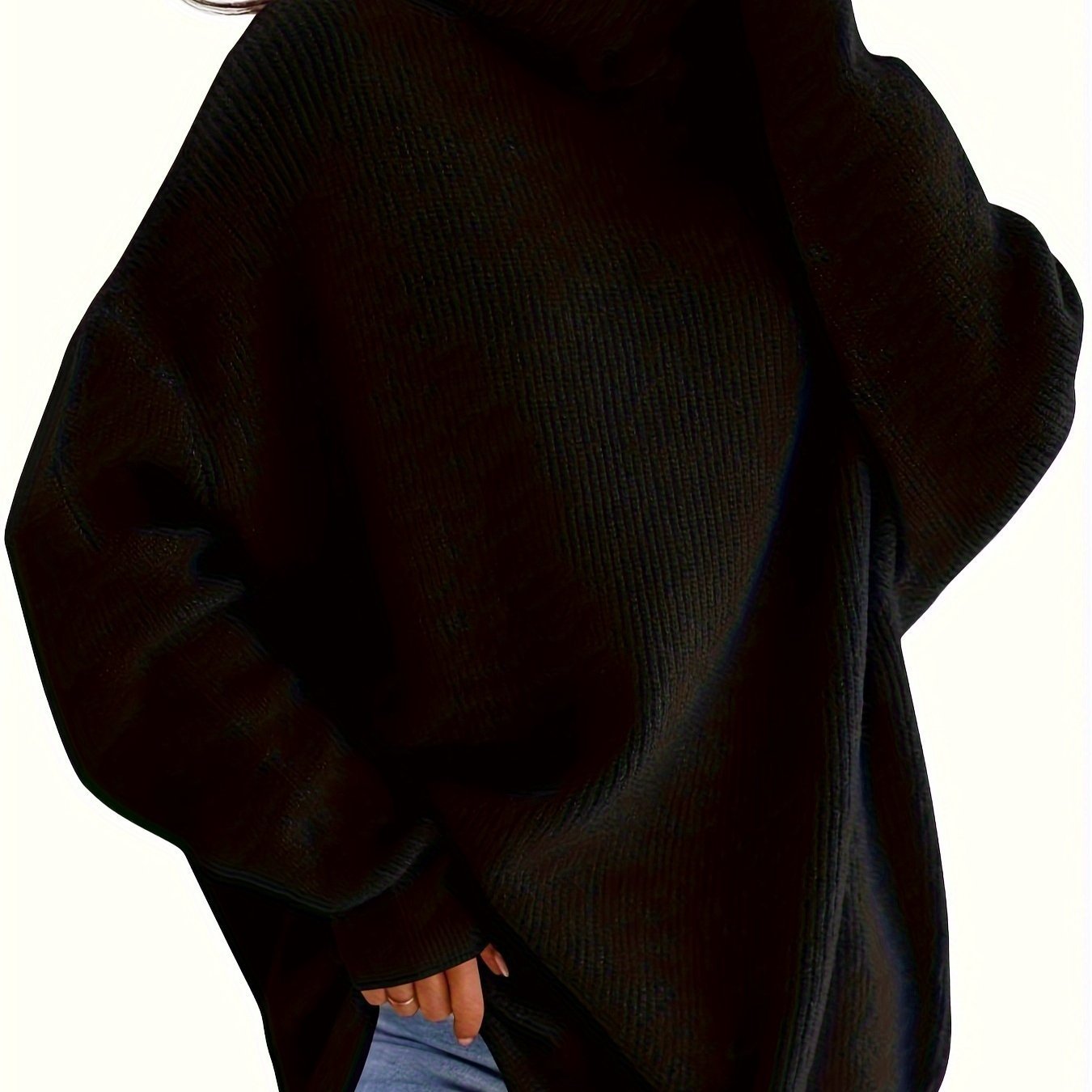 Women's Cozy Oversized Turtleneck Sweater Batwing Chunky