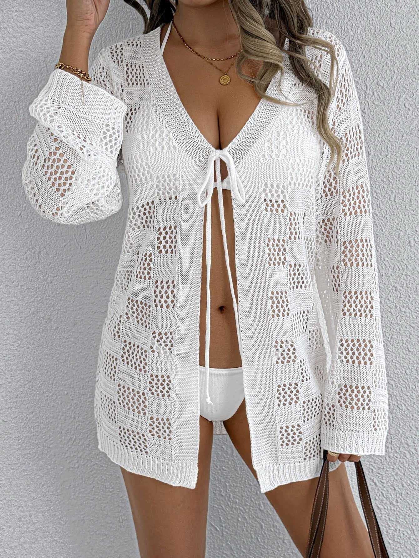 Women's Cardigan Hollow Out Long Sleeve Sun Protective Blouse