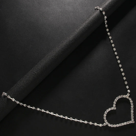 Simple Single Layer Heart-shaped Rhinestone Waist Chain Body Chains