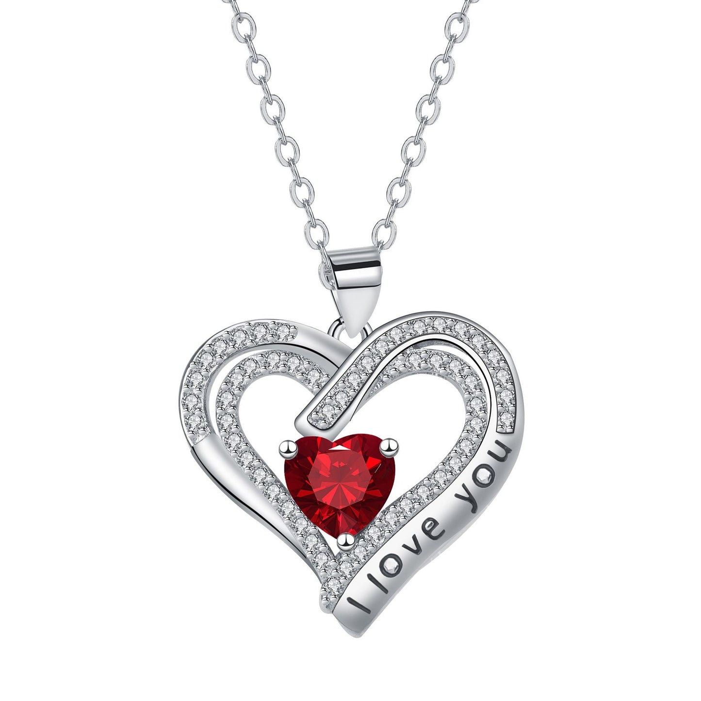 European And American Fashion Double Love Pendant Necklace Valentine's Day Christmas Gift