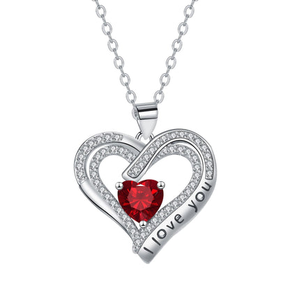 European And American Fashion Double Love Pendant Necklace Valentine's Day Christmas Gift